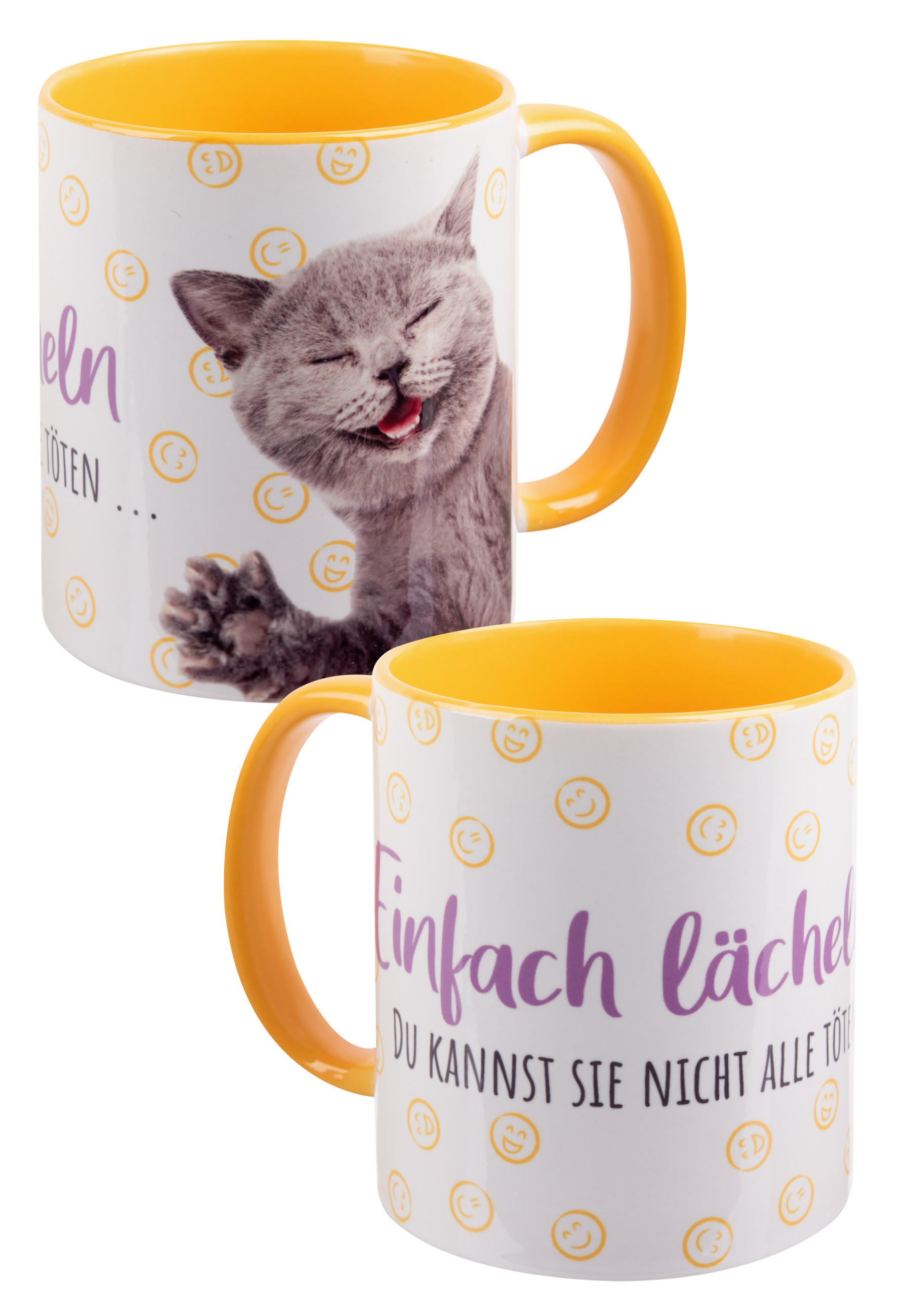 KAFFEEBECHER Katze Einfach Lächeln Mehrfarbig 320 ml - Multicolor, Keramik (0.32L) - United Labels