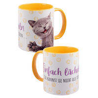 KAFFEEBECHER Katze Einfach Lächeln Mehrfarbig 320 ml - Multicolor, Keramik (0.32L) - United Labels