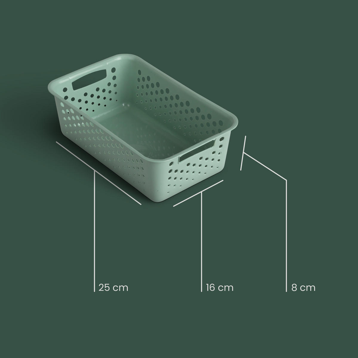 AUFBEWAHRUNGSKORB Grün 25x16x8 cm - 1er Pack - Grün, Kunststoff (16/8/25cm) - ProHome