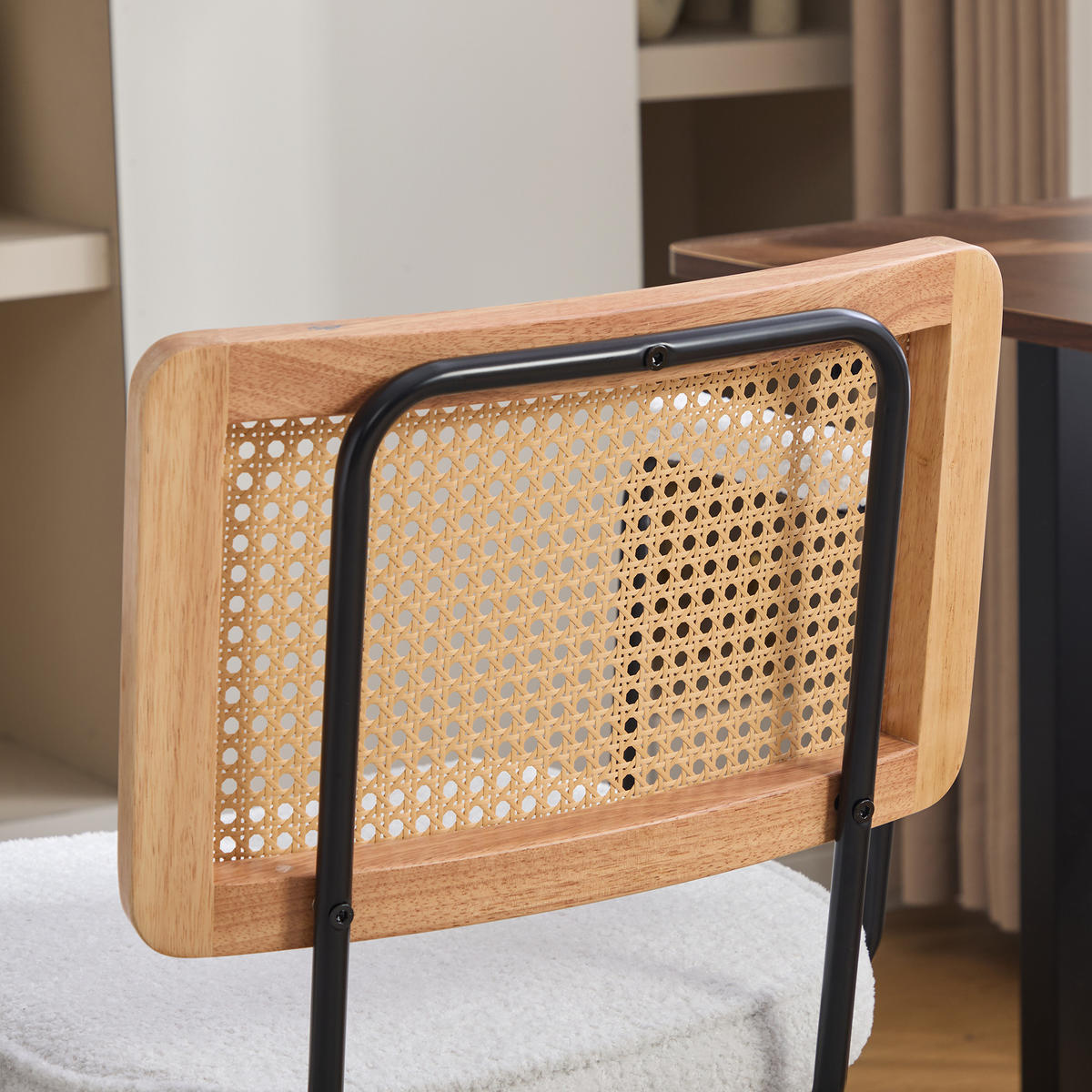 BÜROSTUHL Vintage, Elfenbein, Chenille, Rattan, verstellbar - Weiß, Textil (58.5/91.5/61cm)
