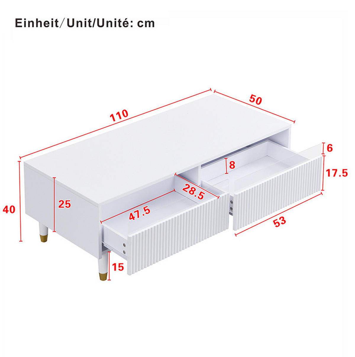 TV-ELEMENT 178/35/45 cm mit 4 Türen und LED-Beleuchtung in Weiß - Weiß, Holzwerkstoff (178/45/35cm) - BEAOK