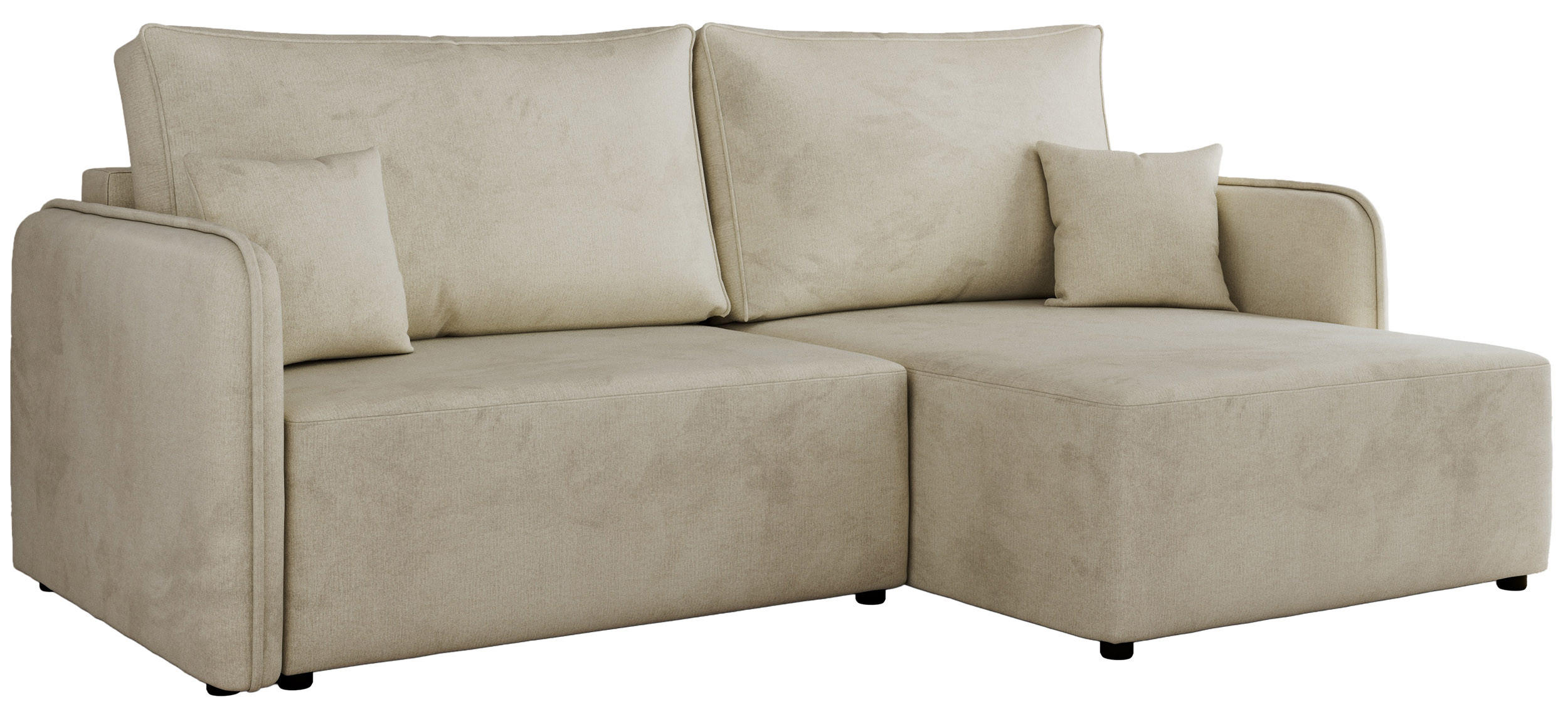 ECKSCHLAFSOFA MESTO L Beige Velvet - rechts - Beige/Schwarz, Kunststoff/Textil (147/227cm) - MKS