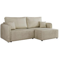 ECKSCHLAFSOFA MESTO L Beige Velvet - rechts - Beige/Schwarz, Kunststoff/Textil (147/227cm) - MKS