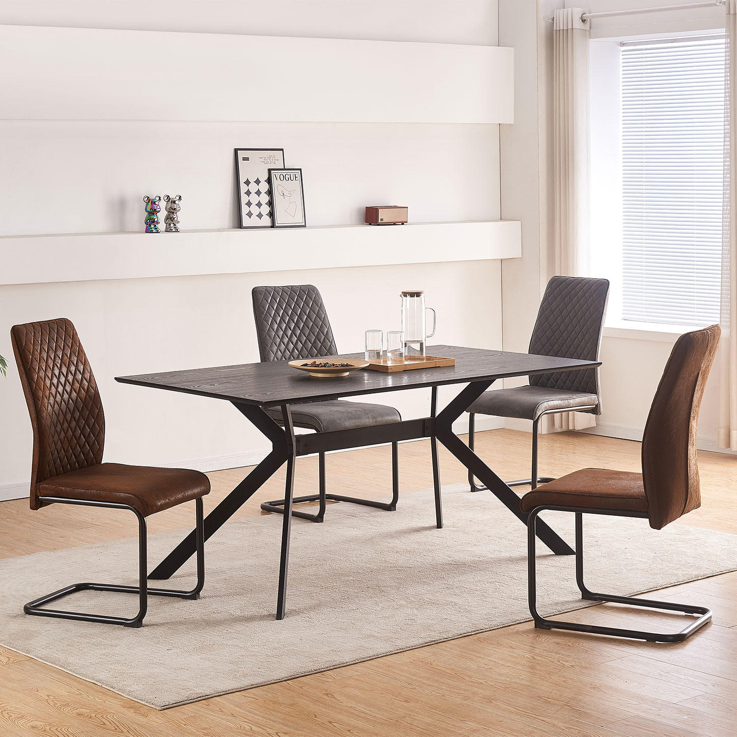 SCHWINGSTUHL THEO Braun 4 Stück - Braun, Textil/Metall (44/98/58cm) - B&D Home
