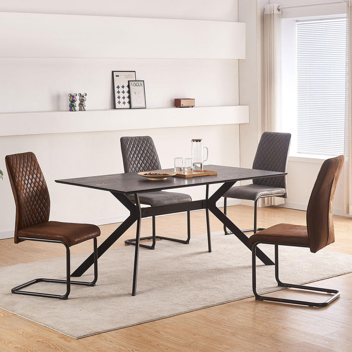 SCHWINGSTUHL THEO Braun 4 Stück - Braun, Textil/Metall (44/98/58cm) - B&D Home