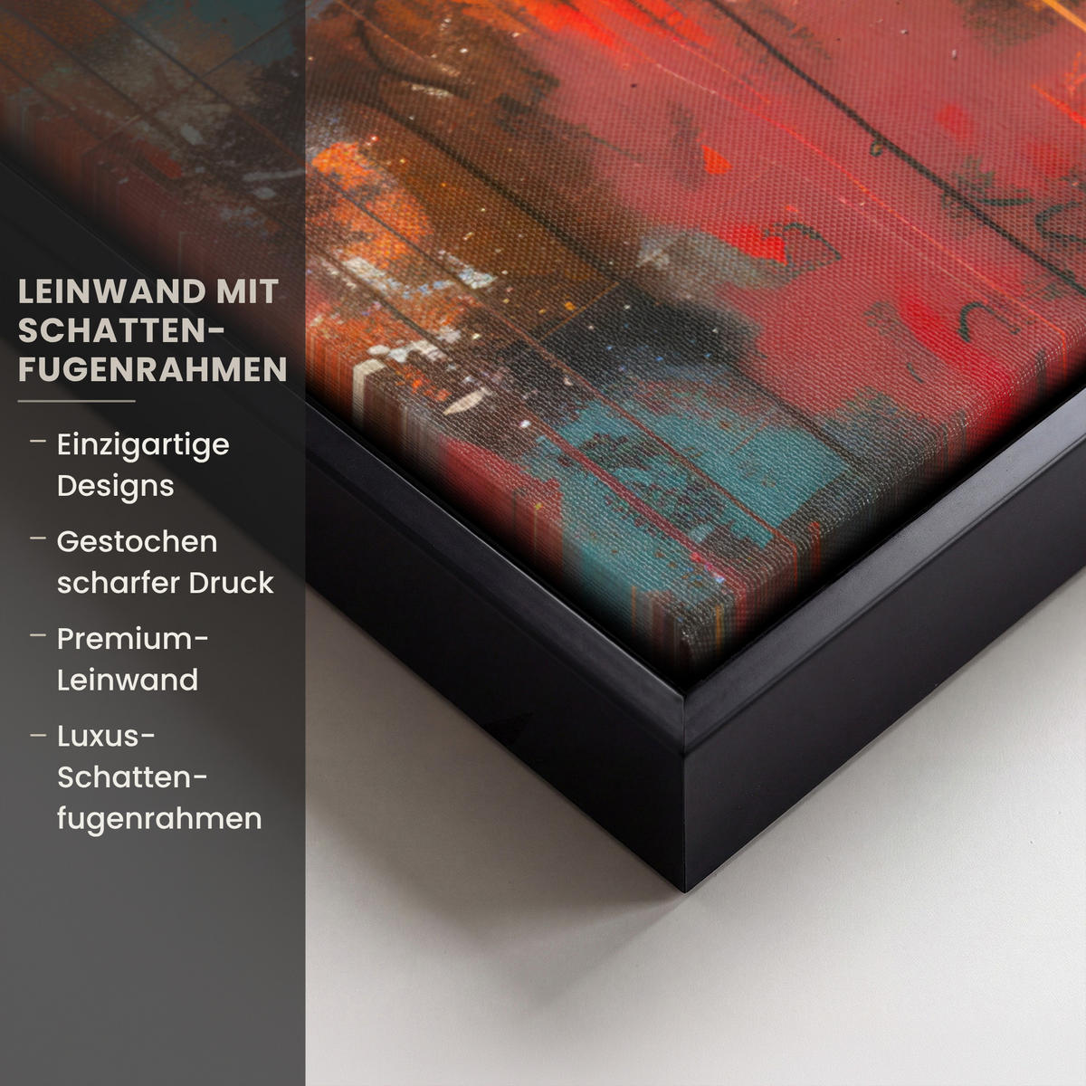 LEINWAND Bilder mit Rahmen - Straßenkunst - Liebe - Graffiti - Kunst - Banksy - 70x50 - Orange, Textil (70/50cm) - MuchoWow