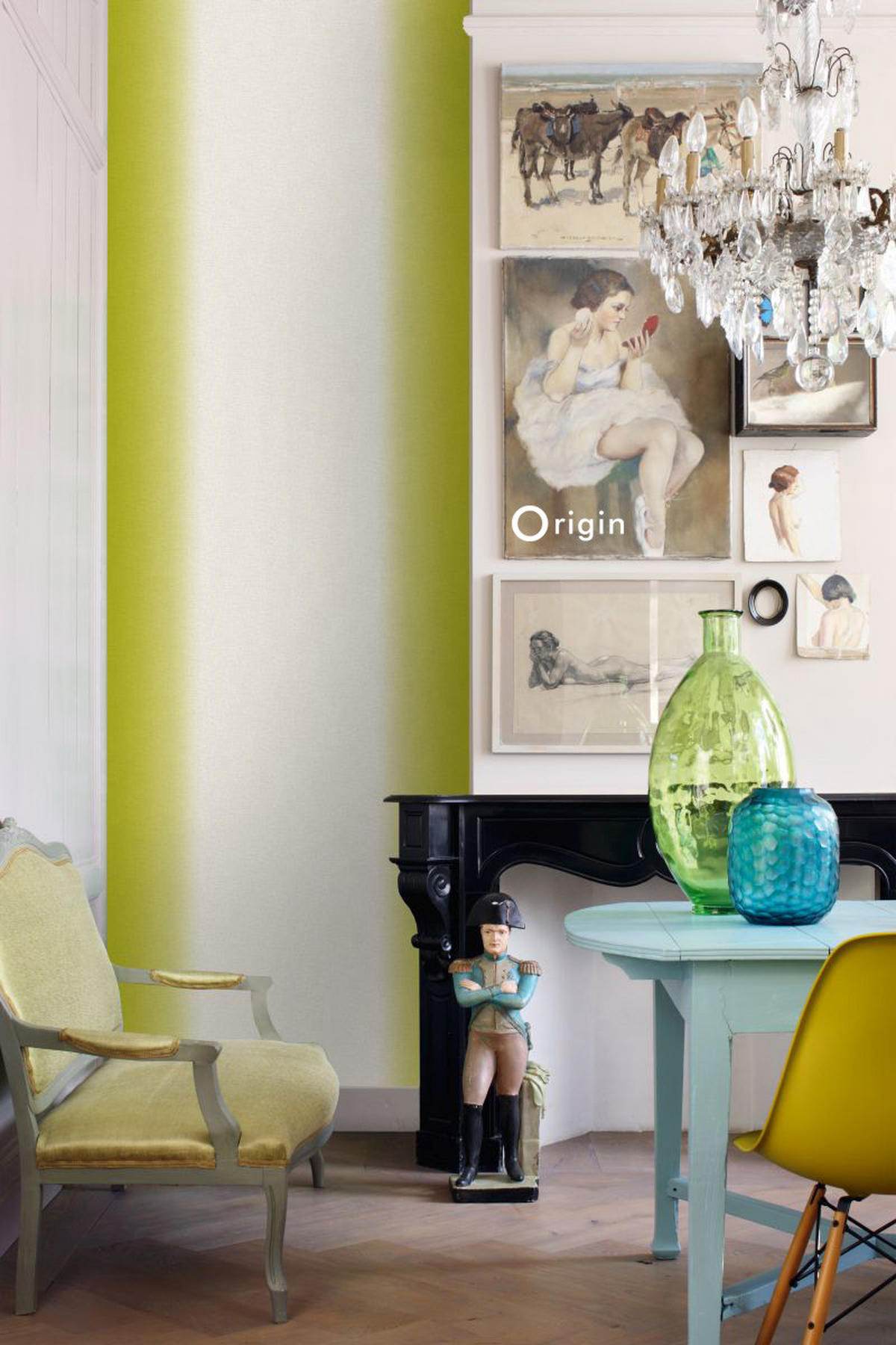TAPETE Dip Dye-Motiv 53 cm x 10.05 m - Gelb, Papier (53/1000cm) - Origin Wallcoverings