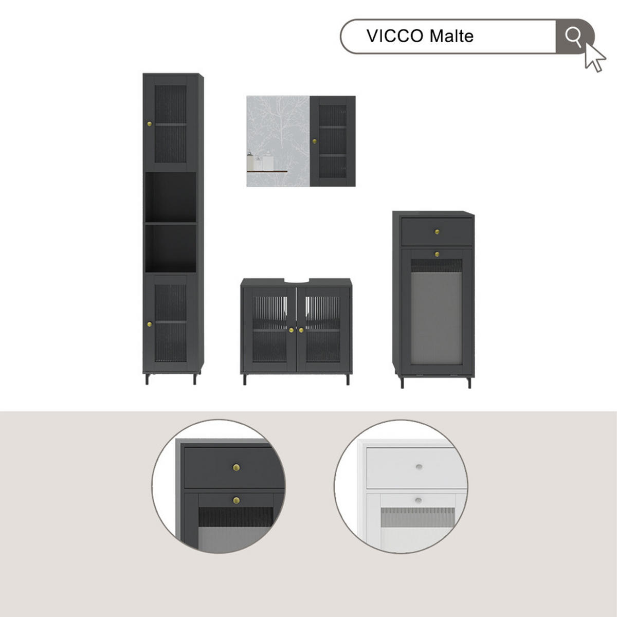 MIDISCHRANK Malte Weiß 40 x 96 cm - Weiß, Holzwerkstoff (40/96/40cm) - Vicco