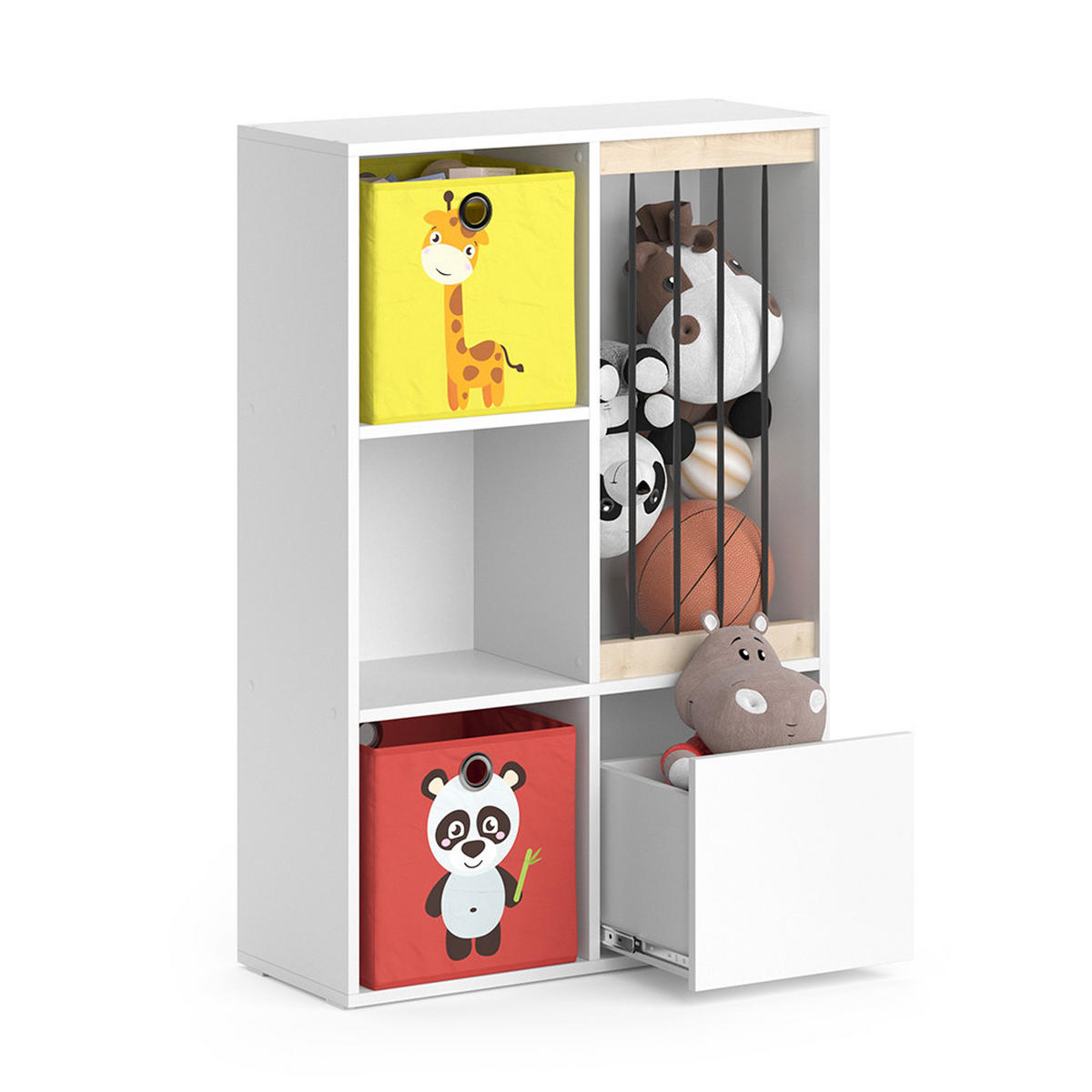 KINDERREGAL Luigi Weiß 72 x 107.8 cm mit 2 Faltboxen opt.2 - Weiß, Holzwerkstoff (29.2/107.8/72cm) - Vicco