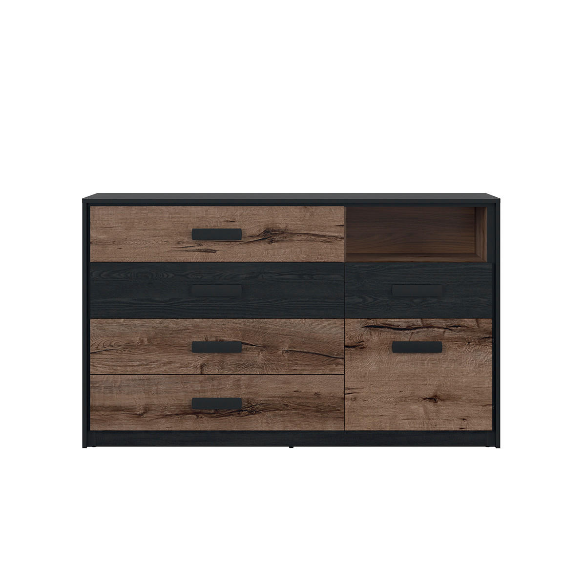 KOMODA Romane Dřevo a černá - černá, kompozitní dřevo (150/90/41cm) - Petits-meubles