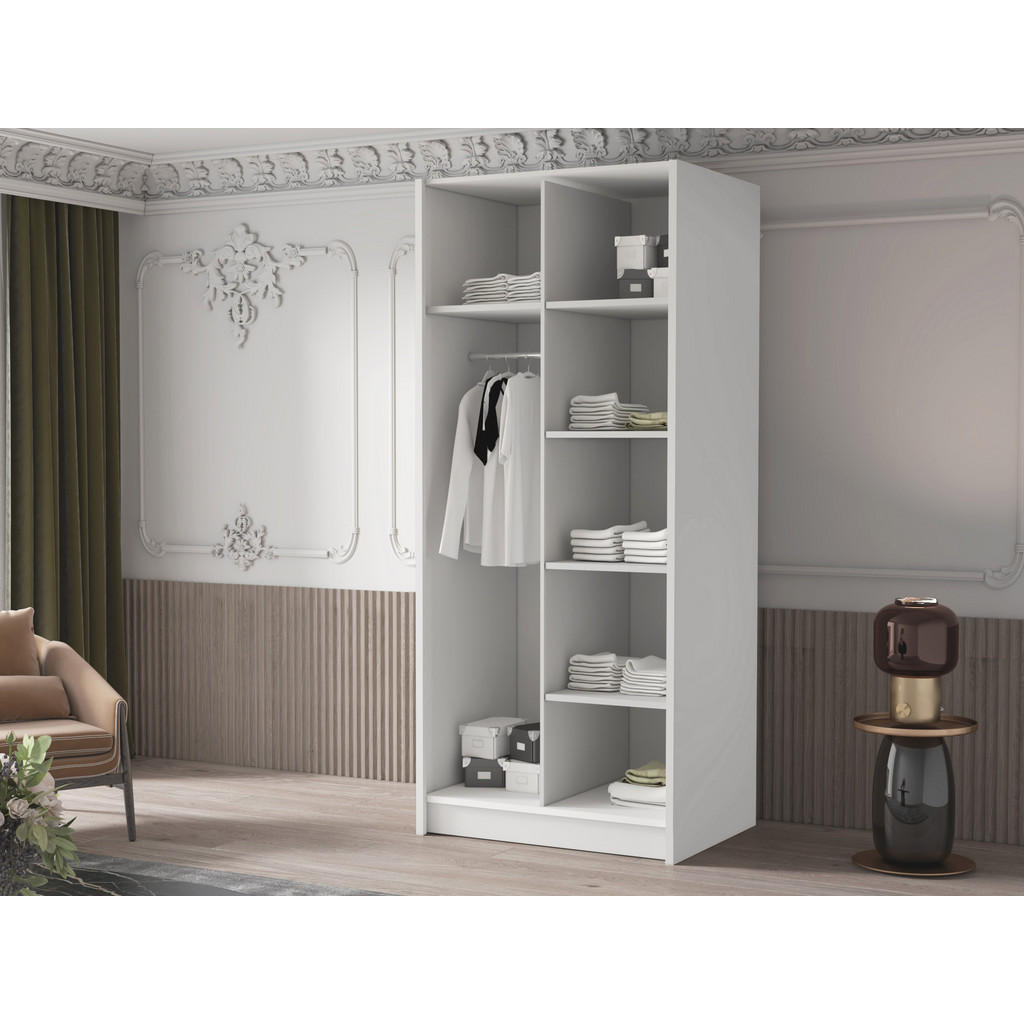Thumbnail - Mirjan24 Kleiderschrank, Eiche, Gold, Holzwerkstoff, 5 Fächer, Rechteckig, 100x215x58 cm, Schlafzimmer, Kleiderschränke,...