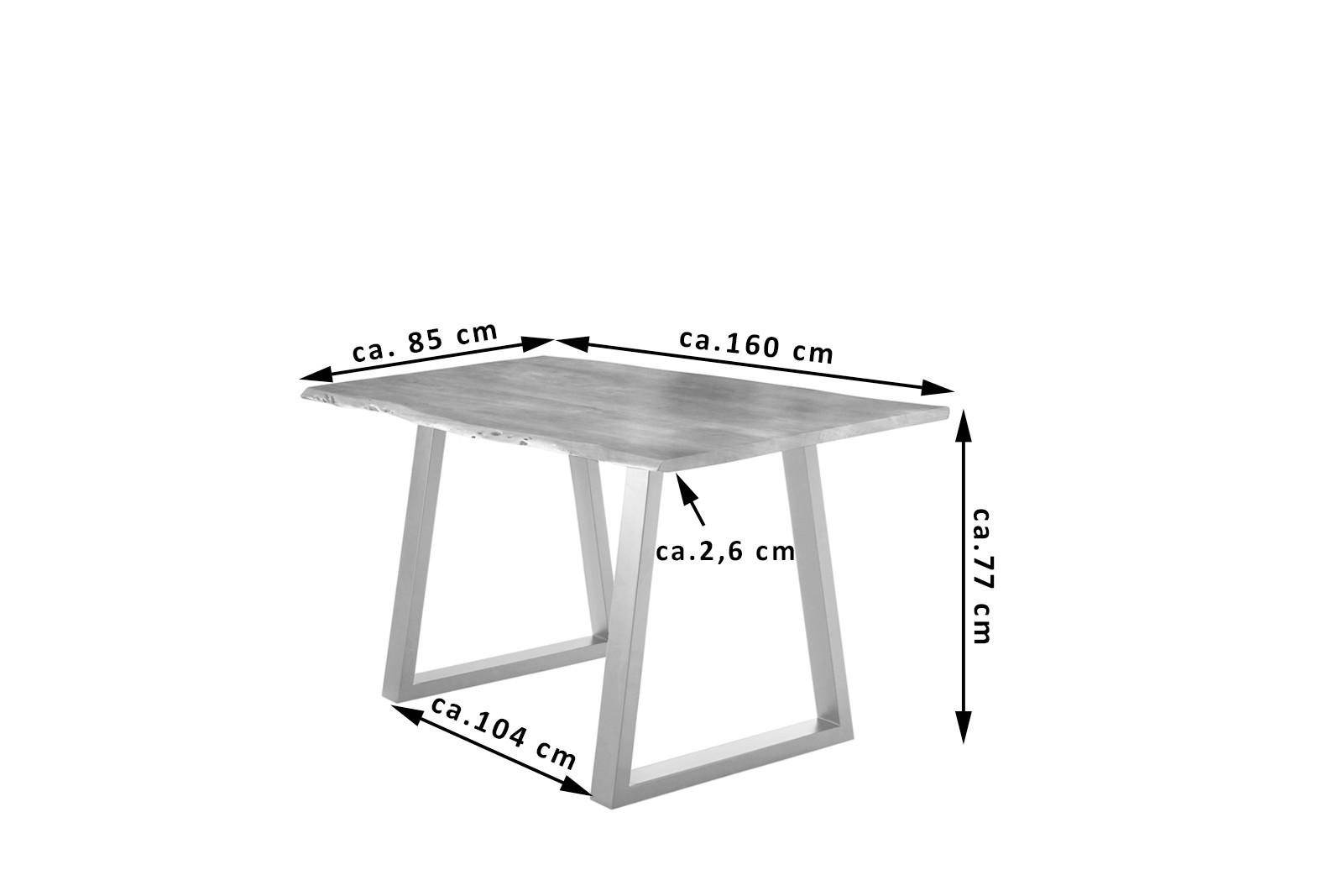 ESSTISCH LUBIN - Beige/Silberfarben, Holz/Metall (85/160/77cm) - SAM