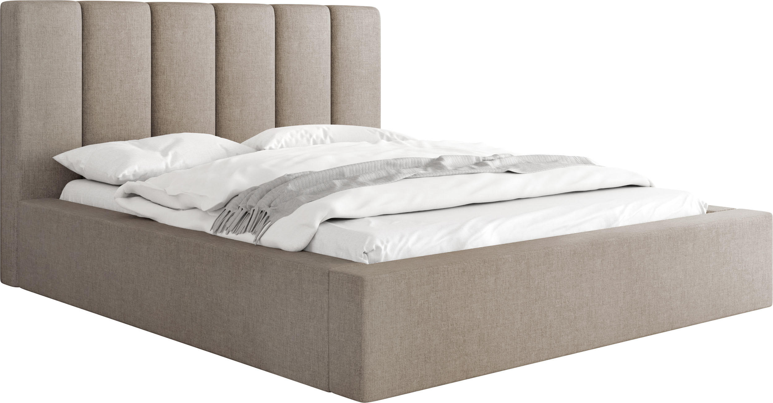 POLSTERBETT Amira - Hellbraun/Beige, Holzwerkstoff/Kunststoff (120/200cm) - WFL GROUP
