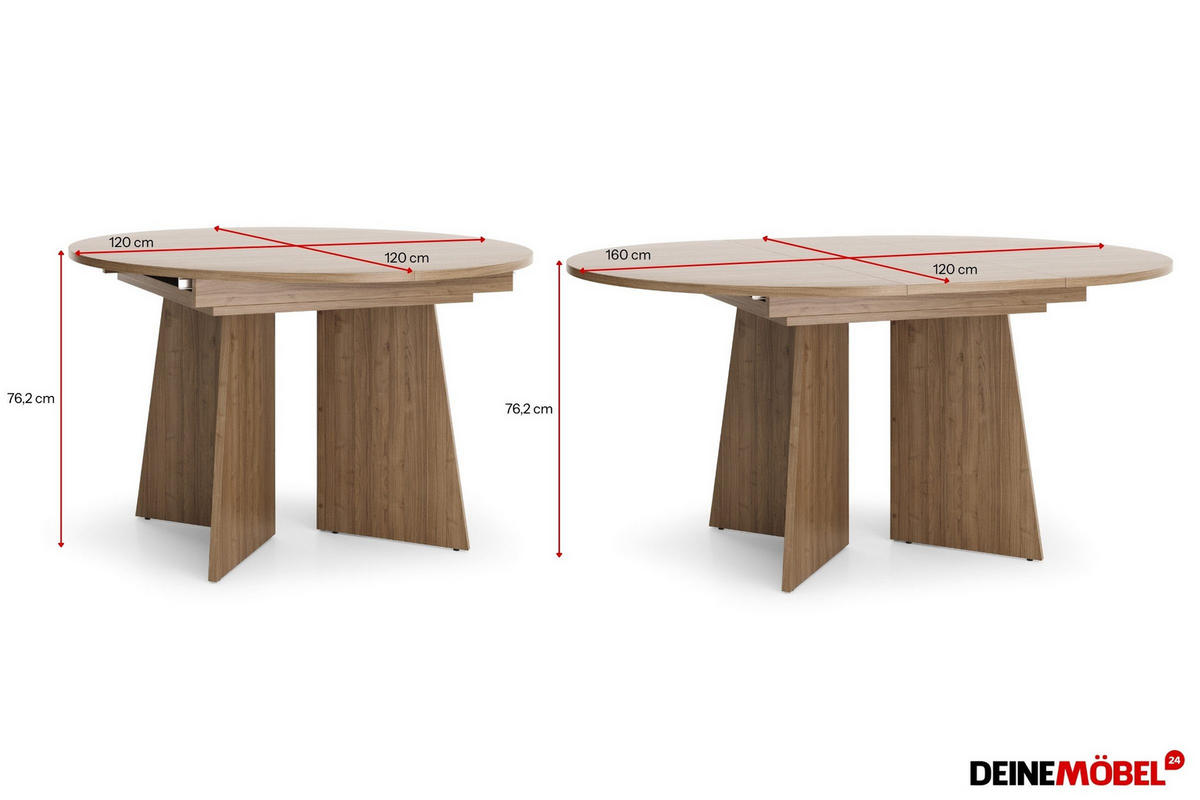 ESSTISCH AURO 09 120-160 / 76 cm in Kaschmir / Royal Nussbaum - Nussbaumfarben, Holzwerkstoff (120/160/76cm) - Deine Möbel 24