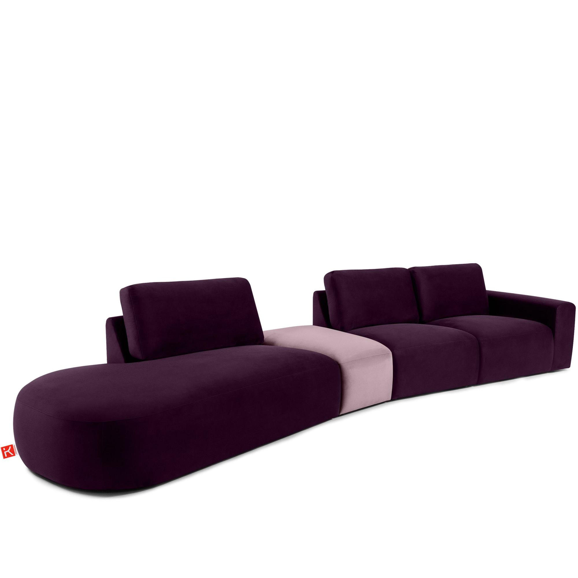 5-SITZER ECKSOFA ZUCCO Velour links, Purpur - Violett, Textil (430/84/105cm) - KONSIMO®