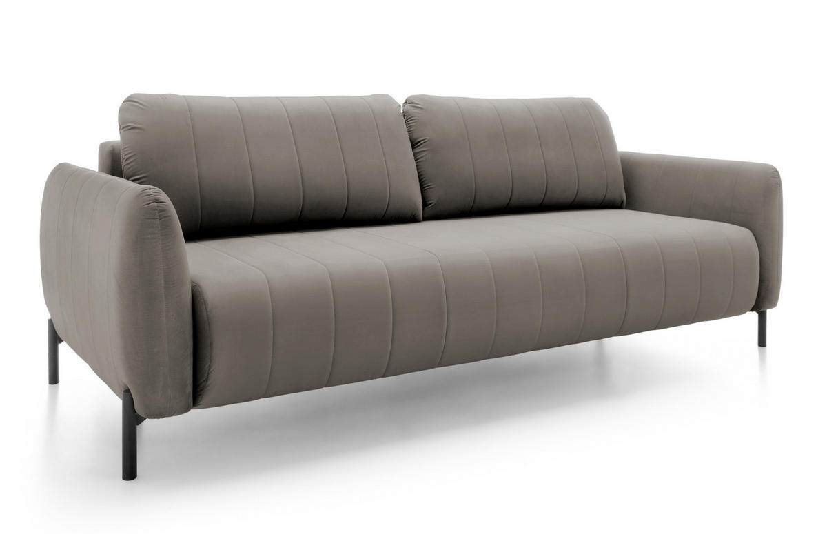 SCHLAFSOFA Neva Grau Velours 234 cm - Schwarz/Grau, Textil/Metall (234/90/100cm) - Selsey