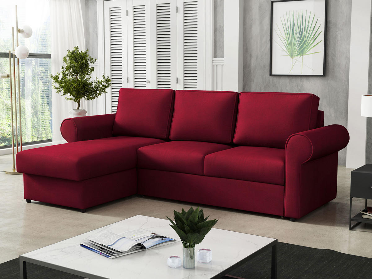 ECKSOFA Monaco - Rot/Schwarz, Holz/Textil (246/155cm) - MIRJAN24