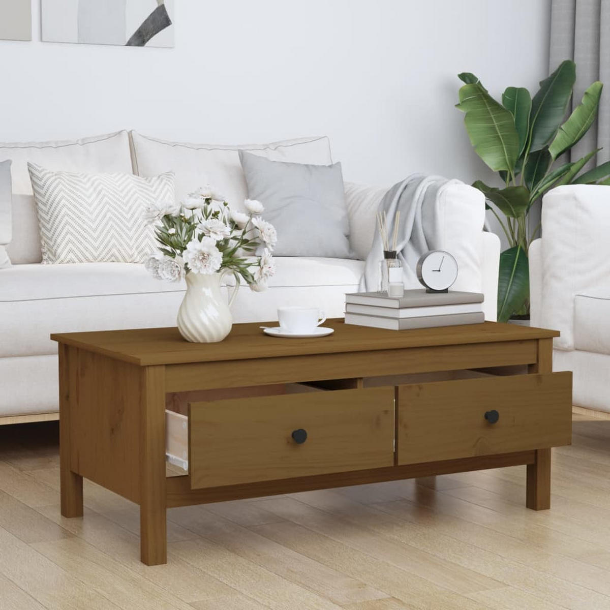 COUCHTISCH Honigbraun 100x50x40 cm Massivholz Kiefer - Braun, Holz (100/50/40cm) - furnicato