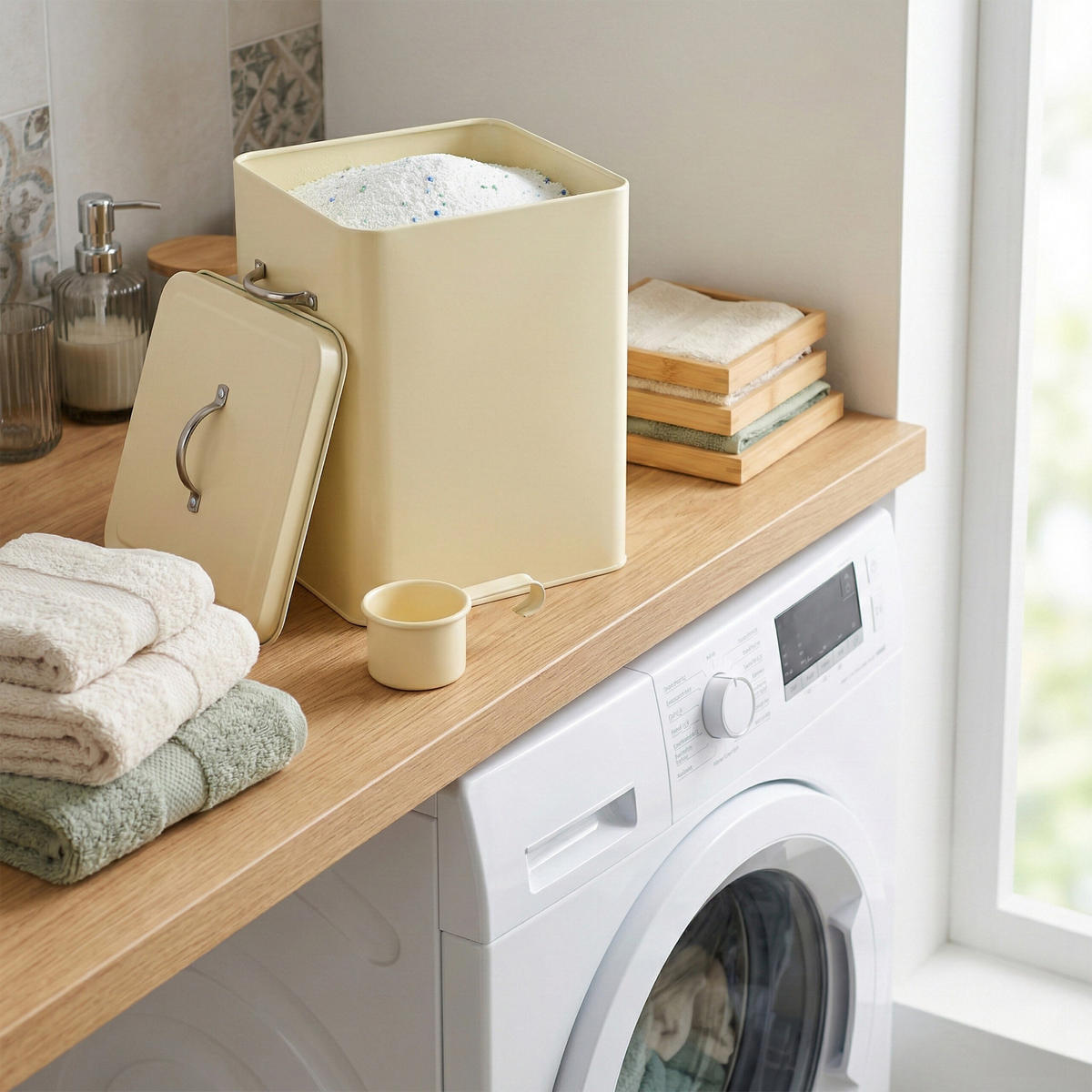 BOX na pranie - béžová, kov (18/25.5/15.5cm) - Relaxdays