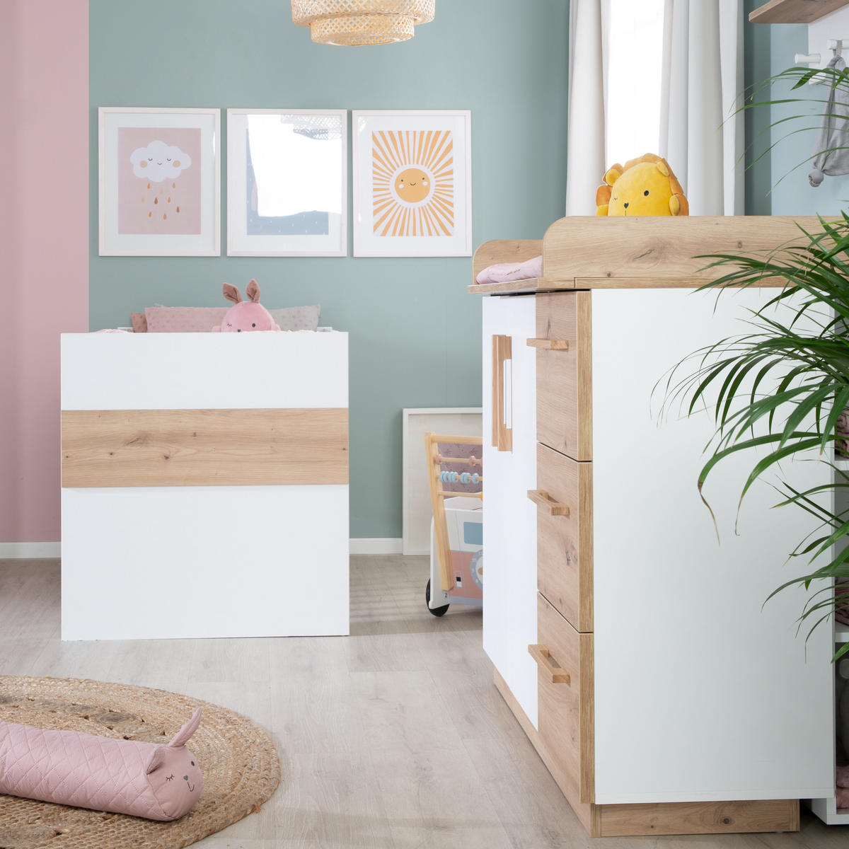 BABYZIMMER-SET Lion, 2-teilig - Multicolor/Eiche Artisan, Holz/Holzwerkstoff (76/82/144cm) - Roba
