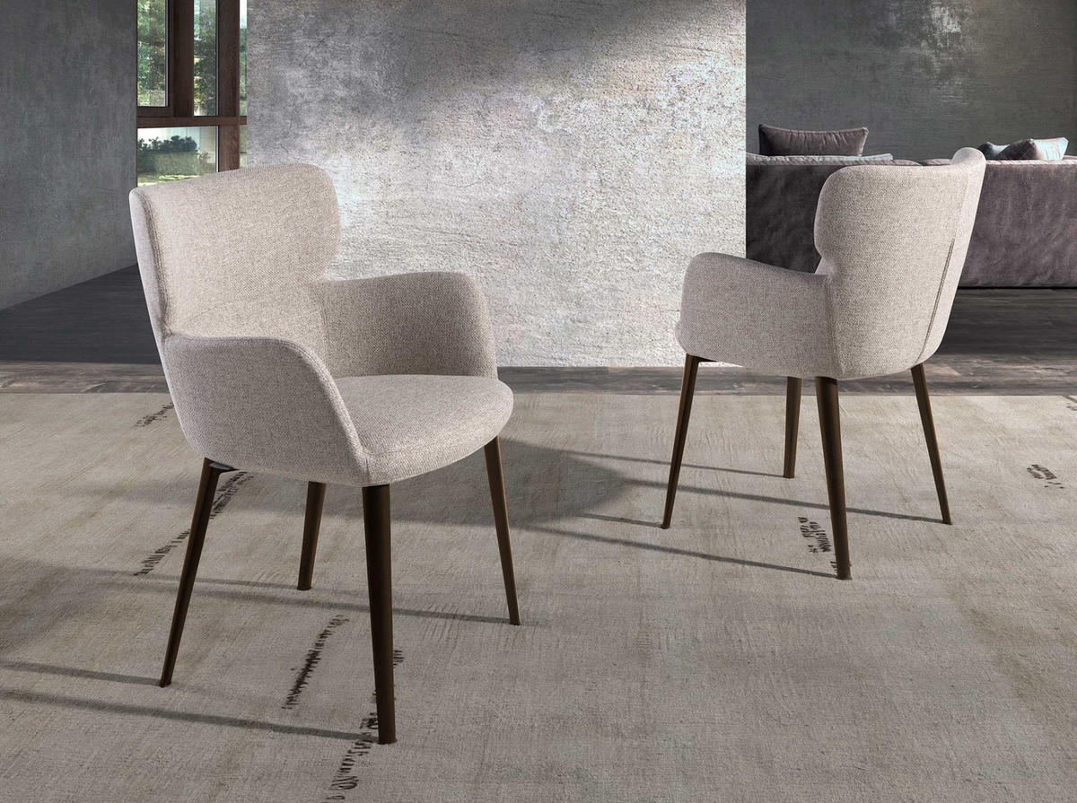 STUHL Braun marmoriert Metallbraun 58/59/80 cm - Braun, Textil (58/80/59cm) - ANGEL CERDA