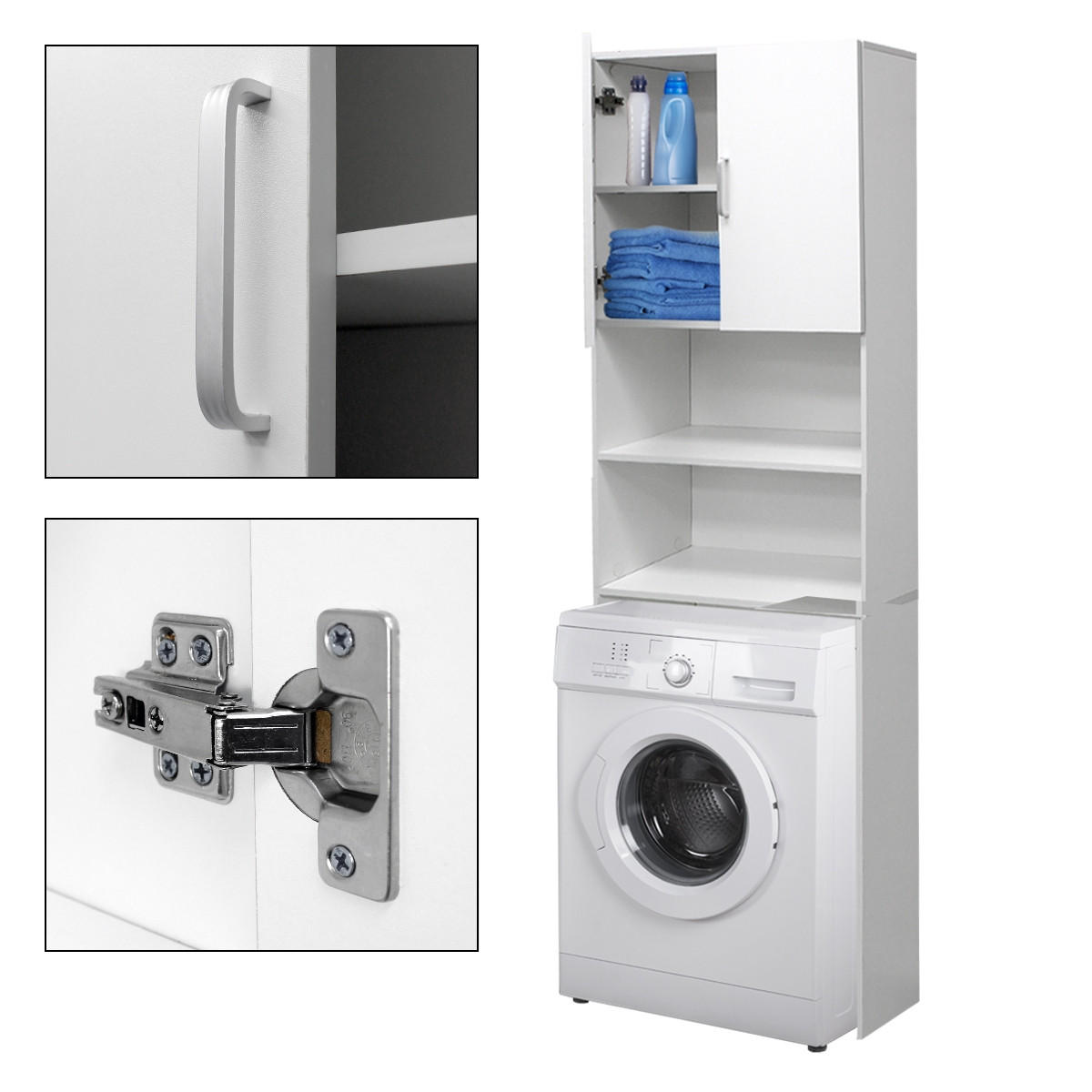 WASCHMASCHINENSCHRANK - Weiß, Holzwerkstoff (25/190/63cm) - ECD-Germany