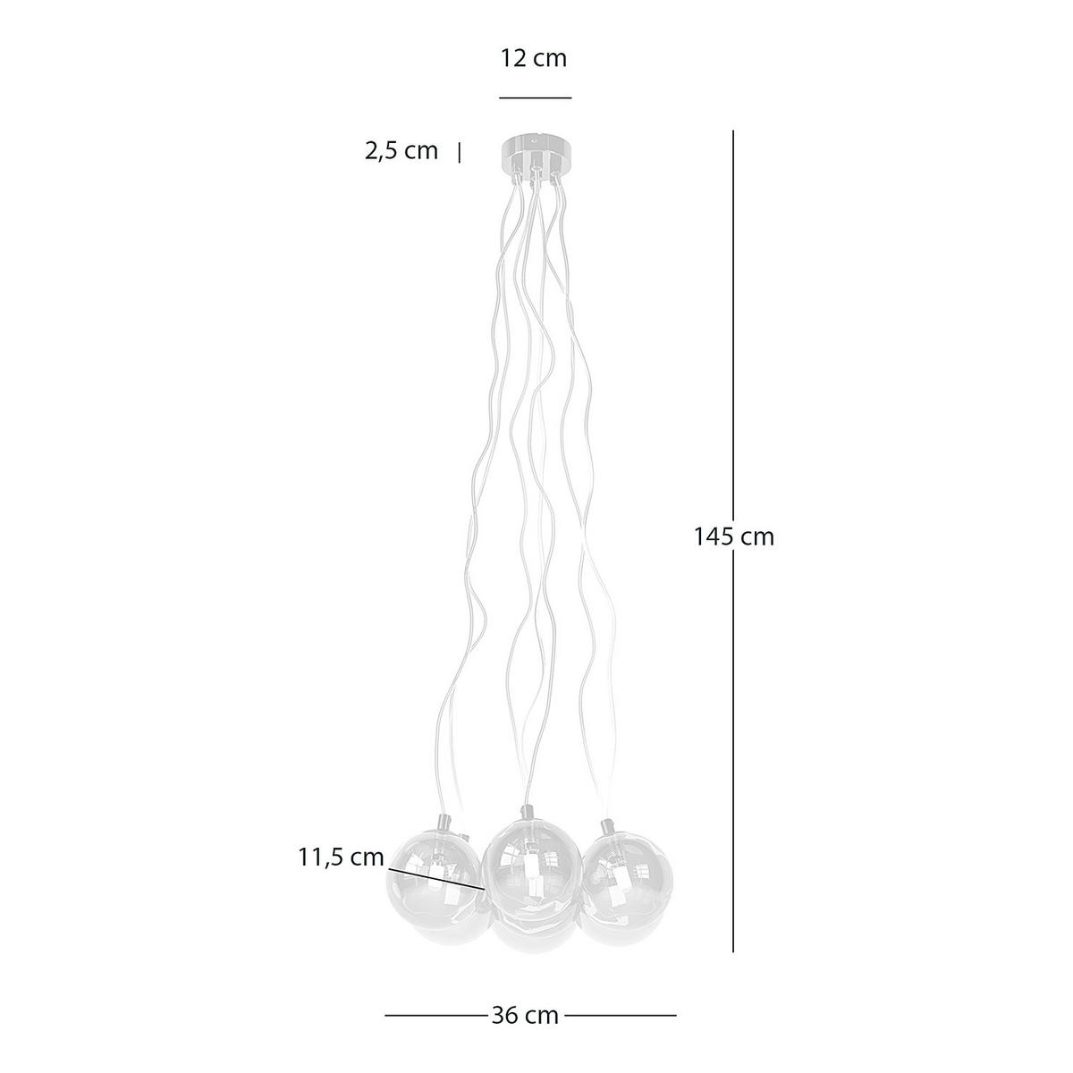 PENDELLEUCHTE - Glas / Metall - 7-flammig - Transparent/Grau, Glas/Metall (36/36/145cm) - home24