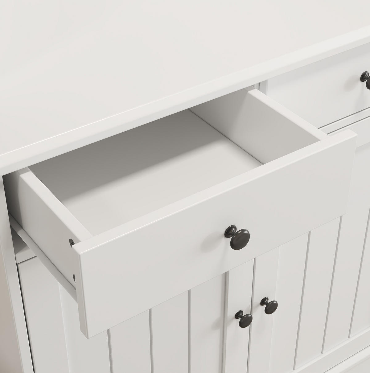 BUFFETSCHRANK aus Spanplatte 120x40x191 cm Weiß mit Glastüren, Gläserhalter und Steckdosen - Weiß, Holzwerkstoff (120/191/40cm) - IVMEU
