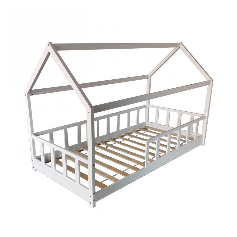 HAUSBETT KIWI mit Lattenrost / Hausbett 90x200 - Weiß - Weiß, Holz (90/200cm) - Weber Industries