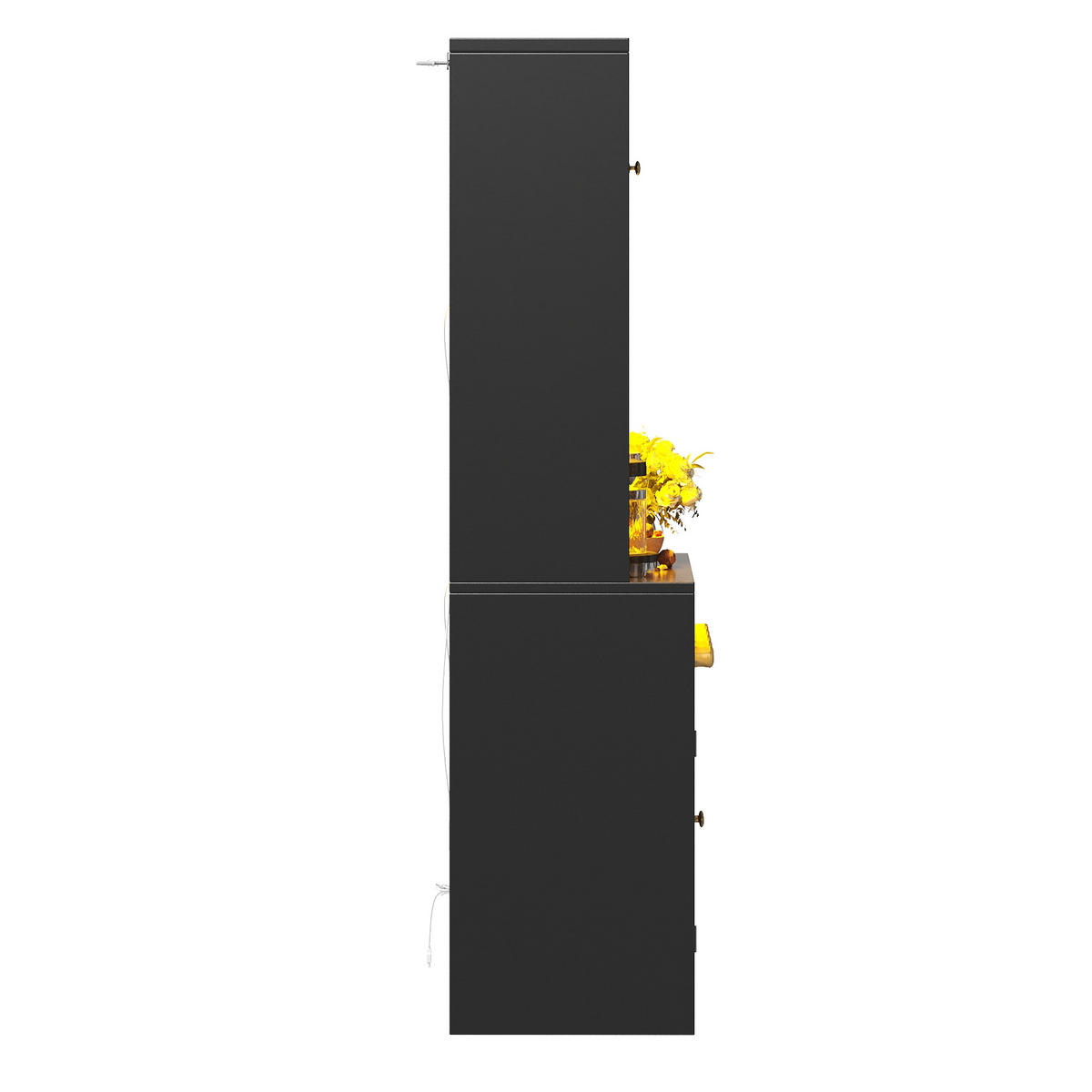 VYSOKÁ SKŘÍŇ, 2dílná, RGB LED, skleněná dvířka, černá - černá, kov (140/180/38.3cm) - FLIEKS