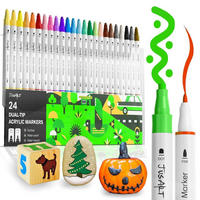 ACRYLSTIFTE 24er Set Doppelspitze Wasserfest - Multicolor, Kunststoff (10/3/15cm)
