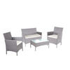 POLY-RATTAN GARTEN-GARNITUR Grau - Weiß/Grau, Kunststoff - MCW