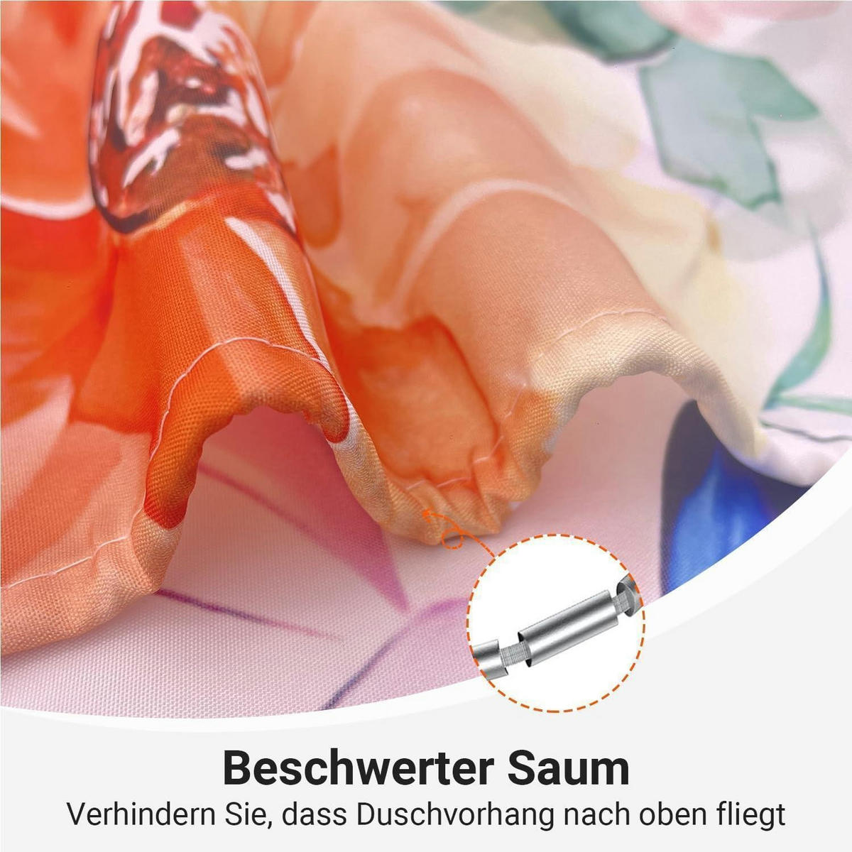 DUSCHVORHANG Rosa Blumen Vogel 120 x 200 cm - Multicolor, Textil (120/200cm)
