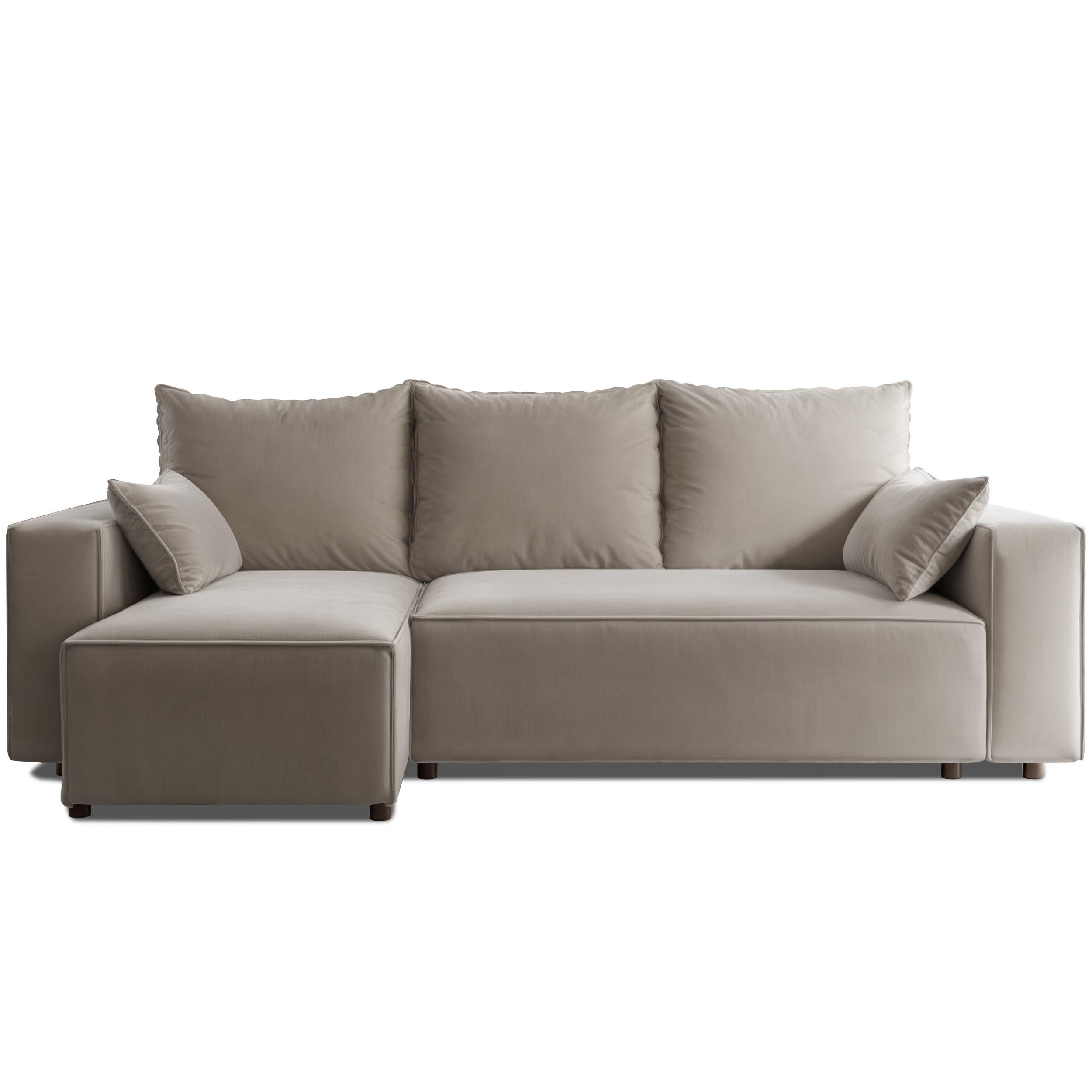 ECKSOFA Tobi mit Bettkasten und Schlaffunktion, L-Form, Velourstoff, Universal - Cappuccino, Holzwerkstoff (246/145cm) - 4ALL HOME