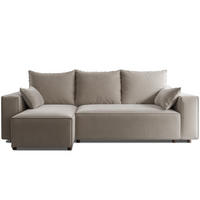 ECKSOFA Tobi mit Bettkasten und Schlaffunktion, L-Form, Velourstoff, Universal - Cappuccino, Holzwerkstoff (246/145cm) - 4ALL HOME