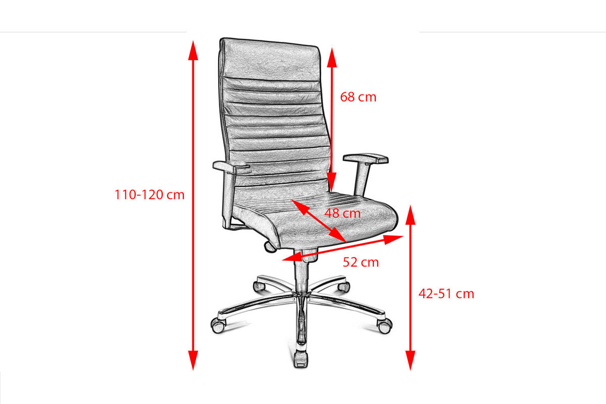 BÜROSTUHL ALEXIS Schwarz Leder Höhenverstellbar - Silberfarben/Schwarz, Leder/Metall (72/110/72cm) - KAWOLA