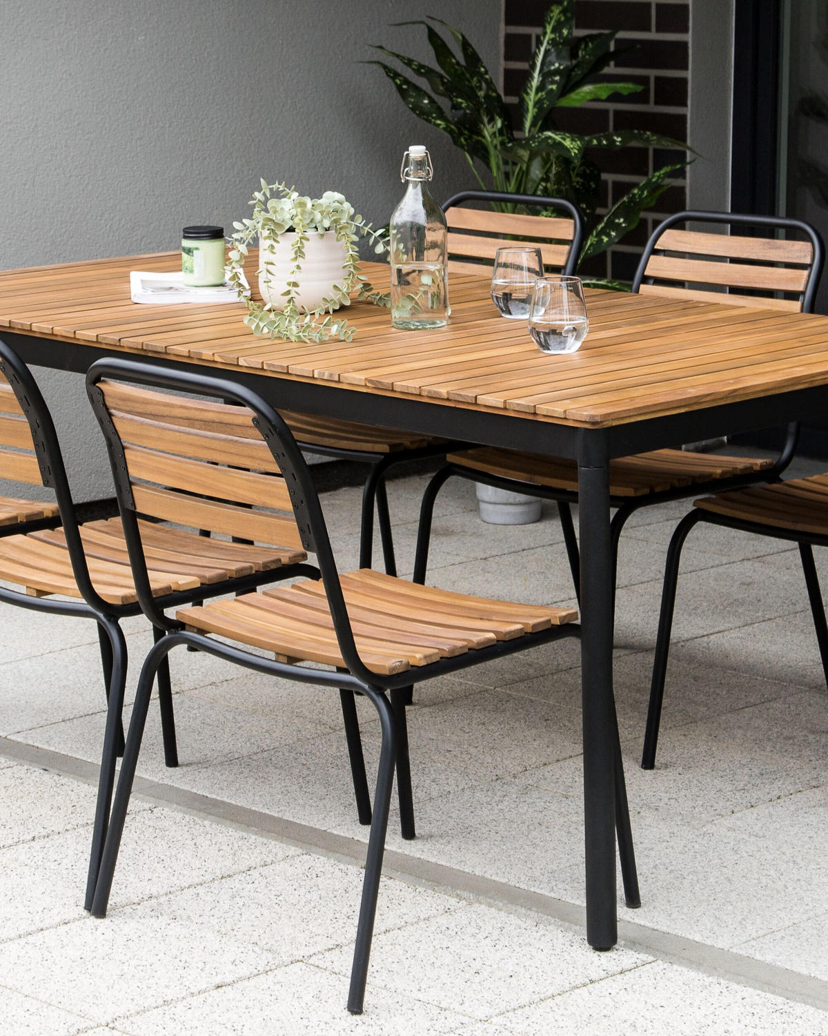 GARTENSTUHL 6er Set Heller Holzfarbton Vallese - Hellbraun, Holz (49/84/40cm) - Beliani