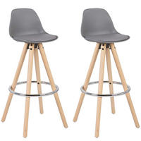 BARHOCKER 2er Set Kunstleder, Holzgestell, Grau - Eichefarben/Grau, Holz/Kunststoff (38.5/96.5/38.5cm) - Woltu