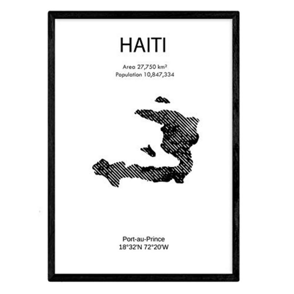 POSTER Länder & Kontinente Haiti A3 Schwarzer Rahmen - Schwarz, Papier (29.7/5/42cm) - Nacnic