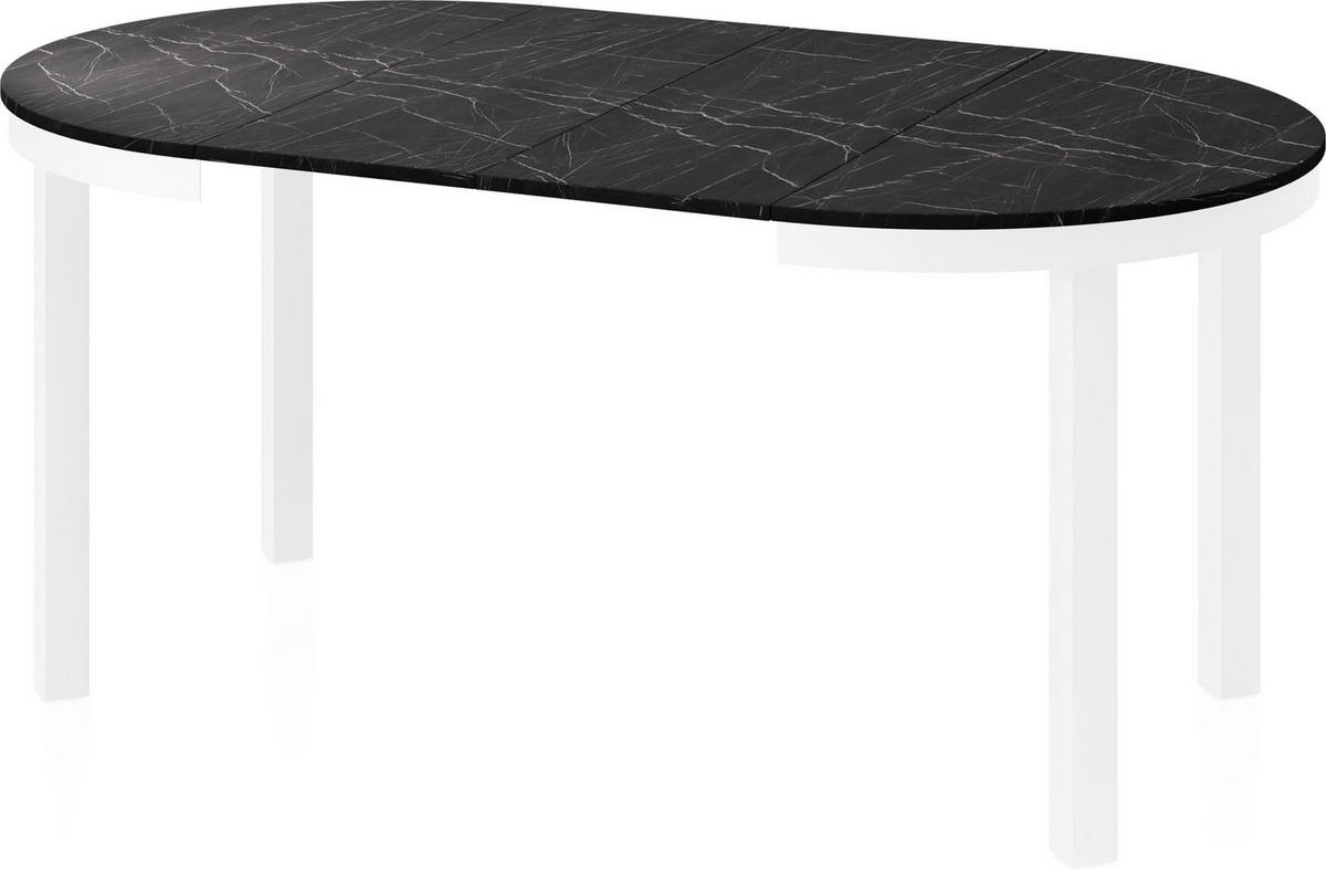 ESSTISCH Rowan Weiß runder ausziehbarer, Schwarzer Marmor 100-176/100/76 cm - Anthrazit/Weiß, Holzwerkstoff/Metall (100/100/76cm) - WFL GROUP