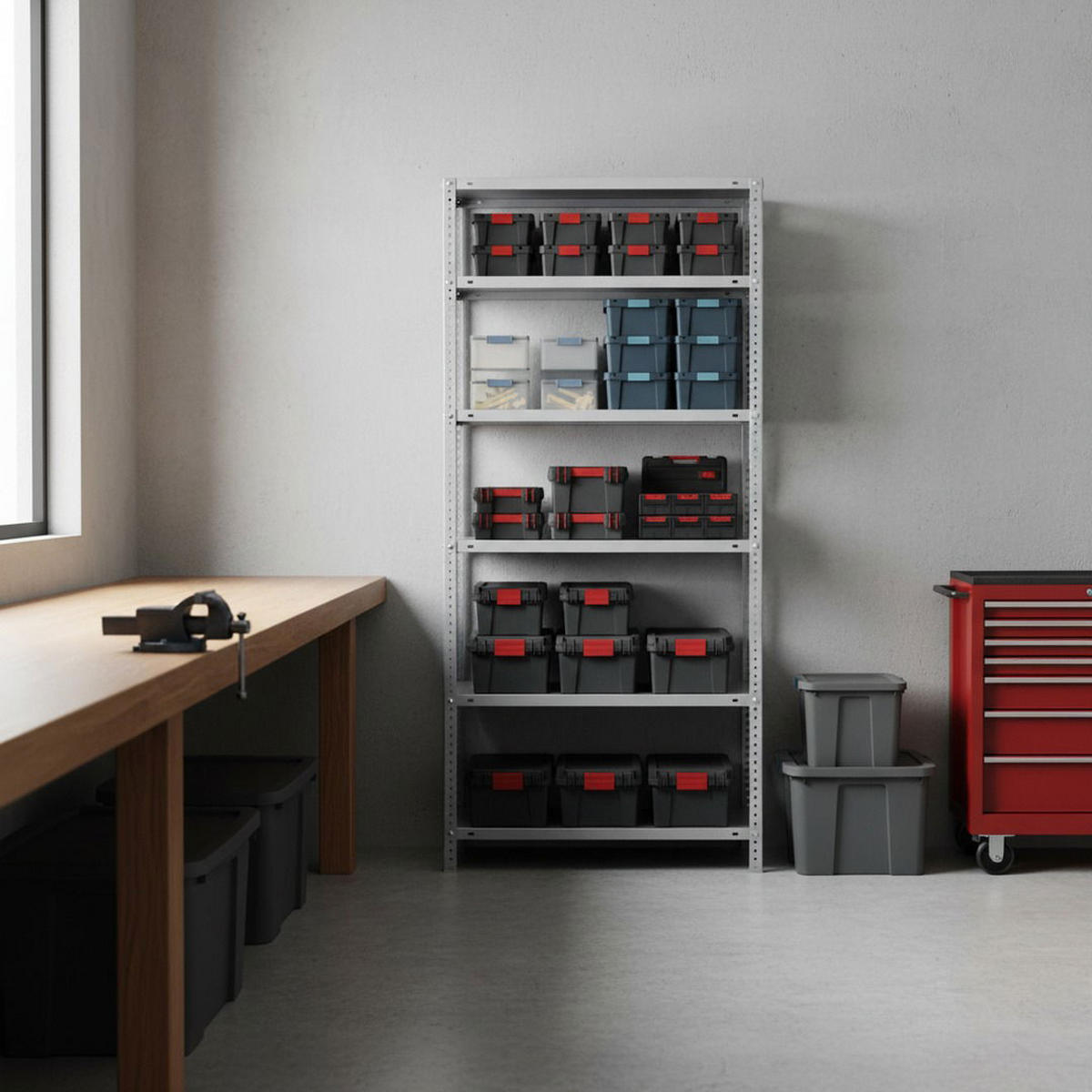 SCHRAUBREGAL PANDA TALL | HxBxT 200x100x30cm | 6 Fachböden | Fachlast 100kg | Weiß - Weiß, Metall (100/200/30cm) - PROREGAL