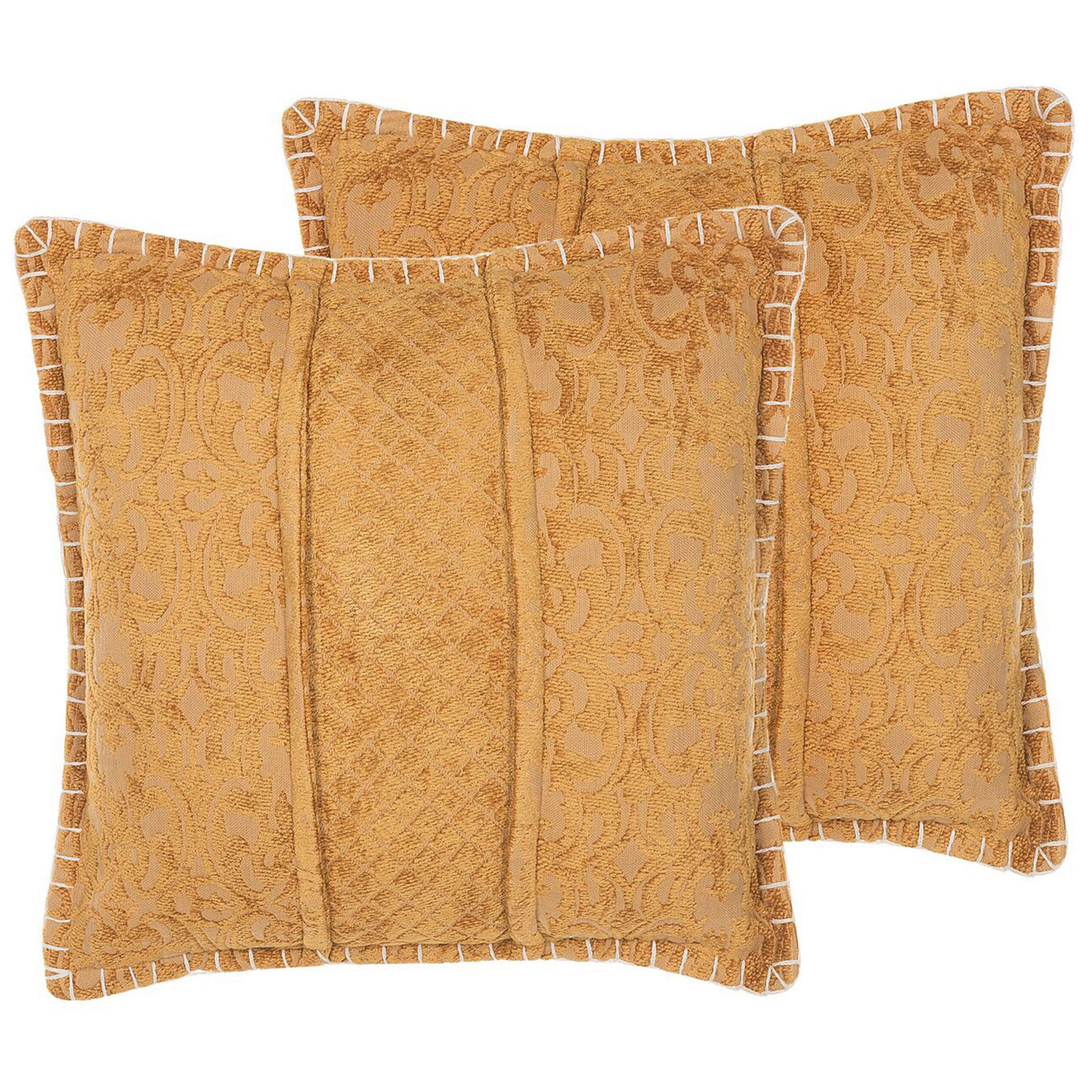 DEKOKISSEN 2er-Set Senfgelb 45/45 cm Kavalam - Dunkelgelb, Naturmaterialen/Textil (45/45cm) - Beliani