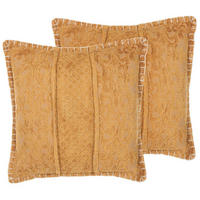 DEKOKISSEN 2er-Set Senfgelb 45/45 cm Kavalam - Dunkelgelb, Naturmaterialen/Textil (45/45cm) - Beliani