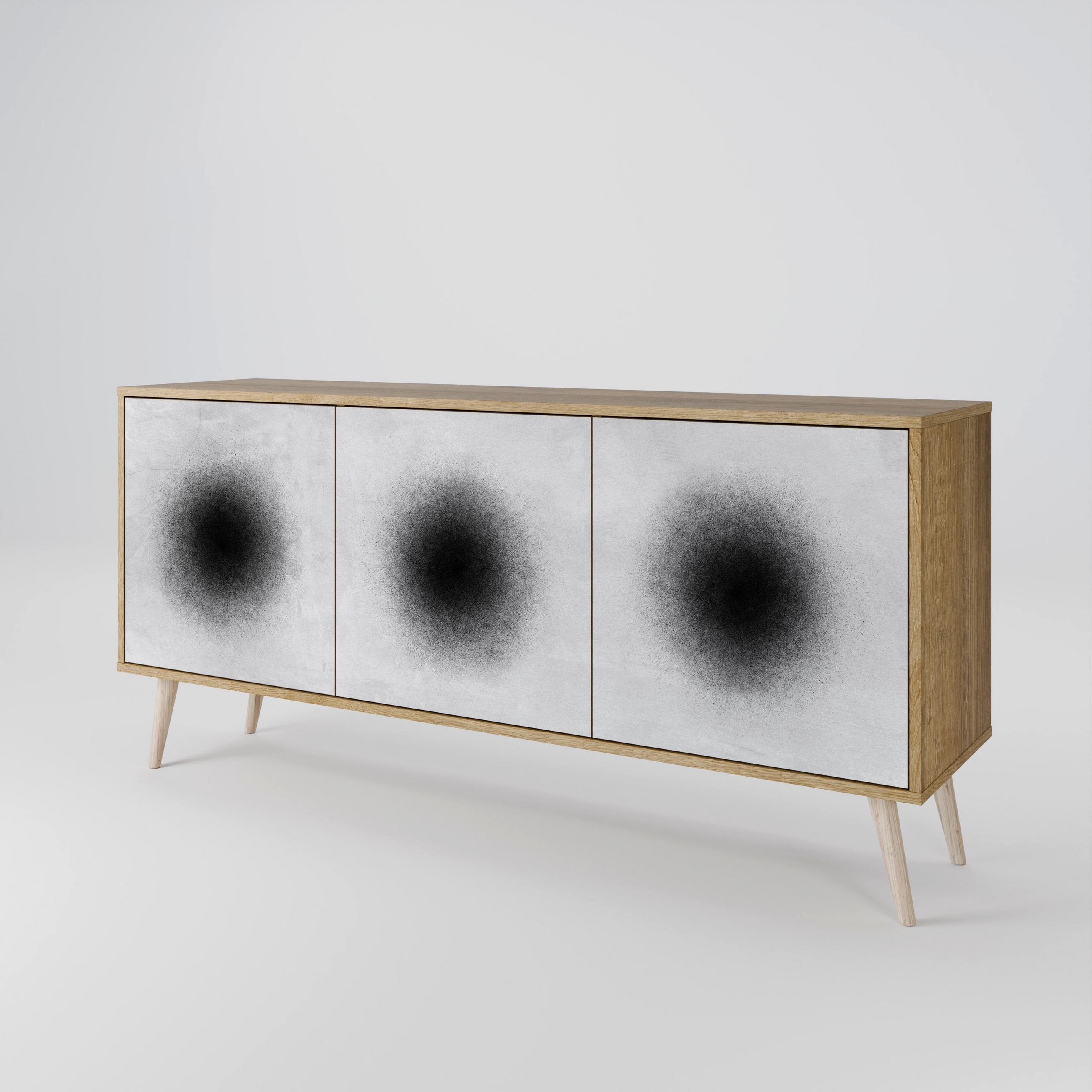 SIDEBOARD BLACK HOLE, Eicheneffekt, 164,5x42x77,5 cm, 3 Türen - Eichefarben/Buchefarben, Holzwerkstoff/Buchenholz (164.5/77.5/42cm) - SpaceRebels