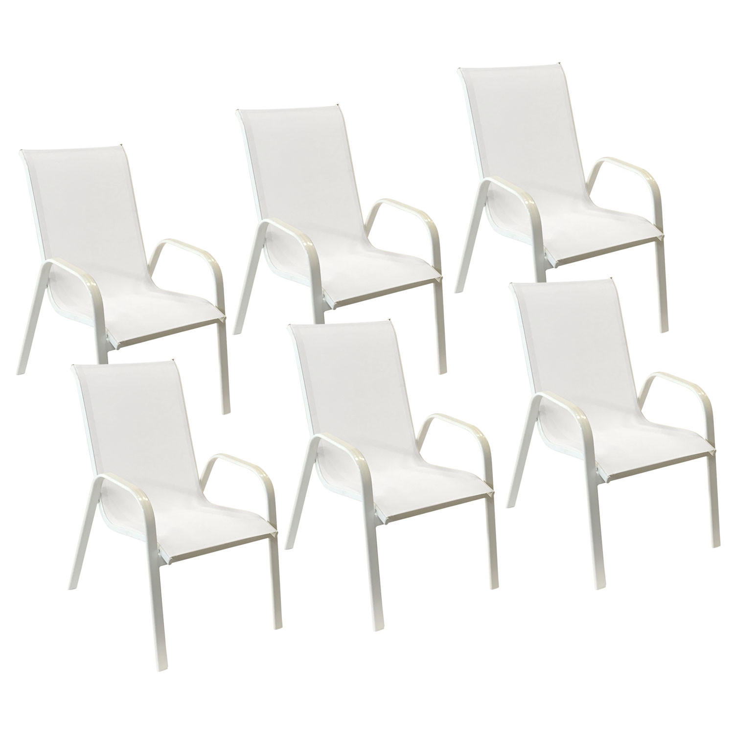 GARTENSTÜHLE Marbella Weiß und weiß 6er-Set - Weiß, Kunststoff (56.5/92.5/76cm) - Happy Garden