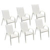 GARTENSTÜHLE Marbella Weiß und weiß 6er-Set - Weiß, Kunststoff (56.5/92.5/76cm) - Happy Garden