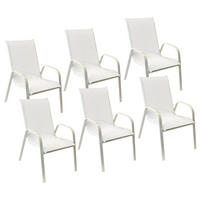 GARTENSTÜHLE Marbella Weiß und weiß 6er-Set - Weiß, Kunststoff (56.5/92.5/76cm) - Happy Garden