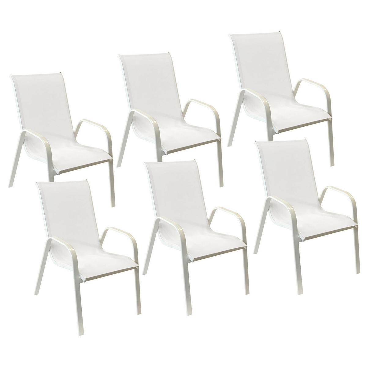 GARTENSTÜHLE Marbella Weiß und weiß 6er-Set - Weiß, Kunststoff (56.5/92.5/76cm) - Happy Garden