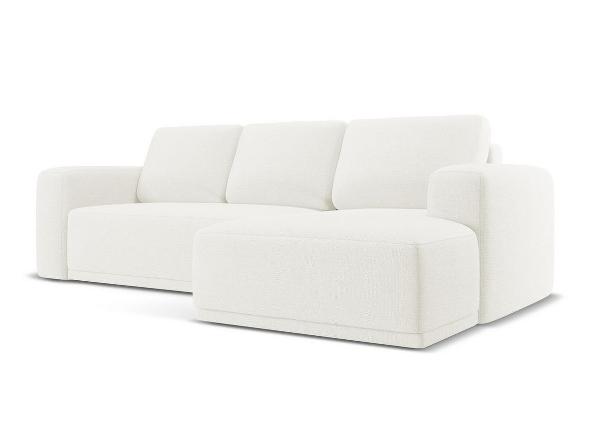 ECKSOFA mit Schlaffunktion Chenille Stoff Weiß - Schwarz/Weiß, Kunststoff/Textil (258/160cm) - Makamii