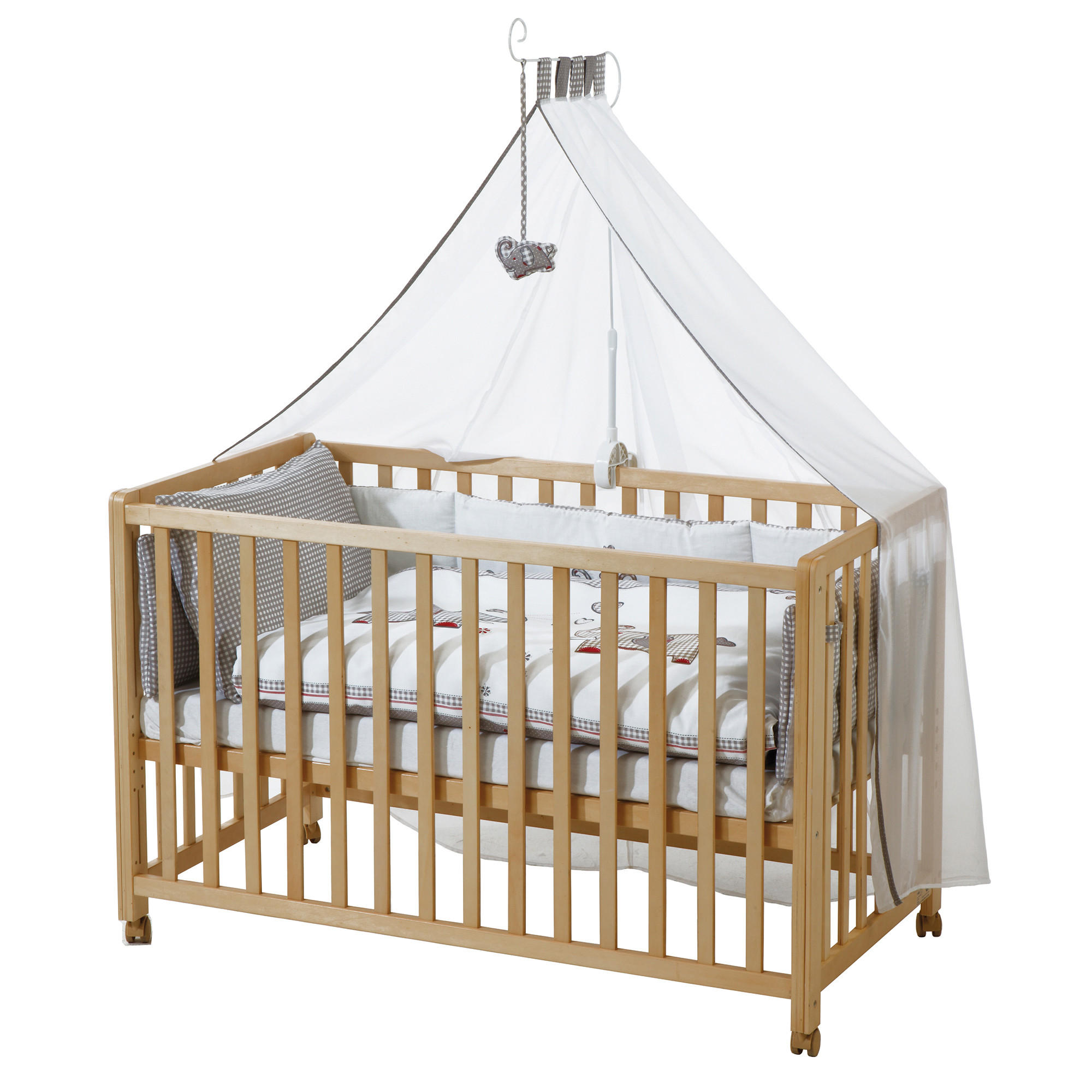 BABYBETT Jumbo twins grau 5er-Set 60 x 120 cm - Naturfarben/Grau, Holzwerkstoff (60/120cm) - Roba